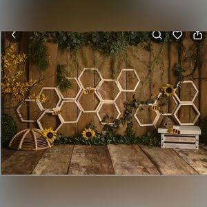 NWT Bee boho rustic backdrop, great for birthday/baby shower/parties